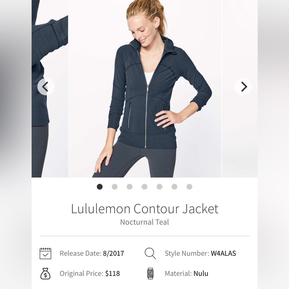 Lululemon Nocturnal Teal Contour Jacket sz 8